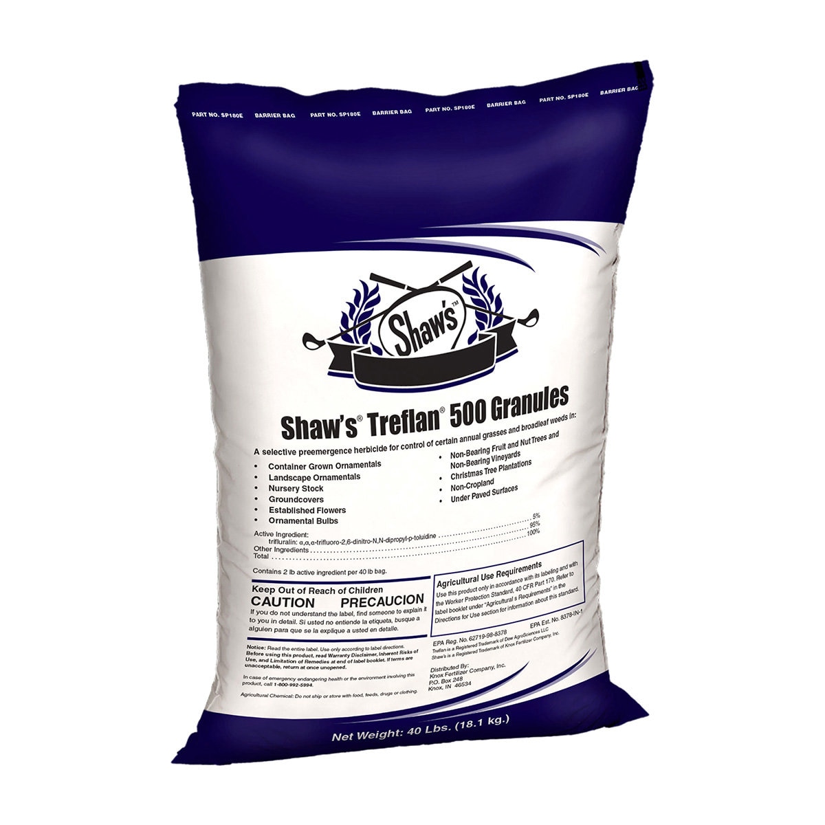 Shaws Treflan 500 Granular PreEmergent Herbicide 40 lb SiteOne
